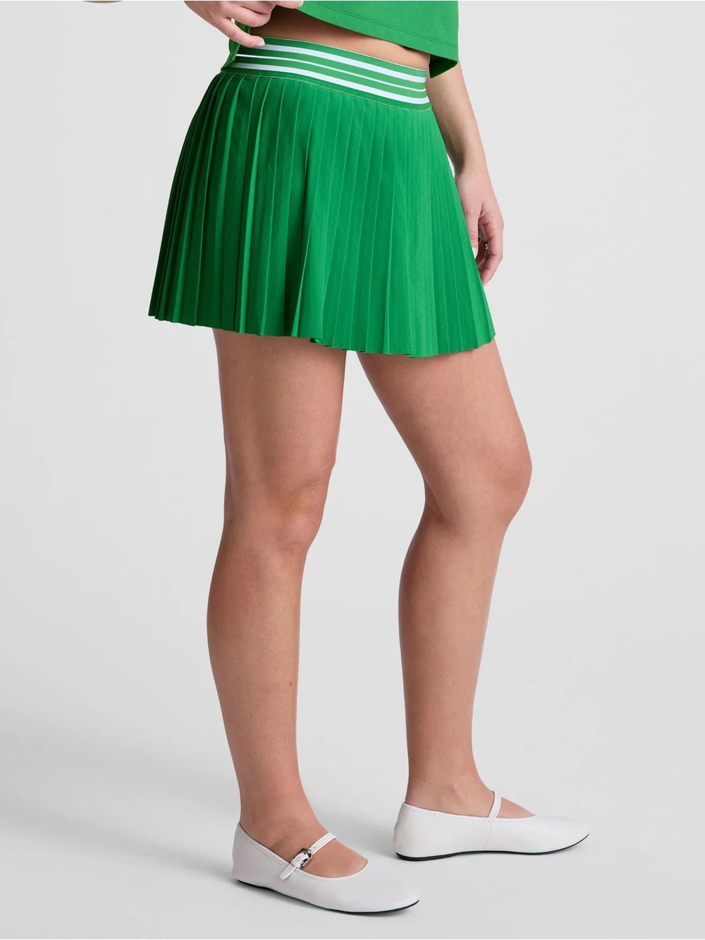 Beyond Yoga If You Pleats Tipped Elastic Mini Skirt Skort, home court green, XS - Picture 2 of 13